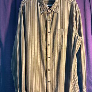 Sonoma XXL Men's Green/Rust/Beige Striped Shirt
